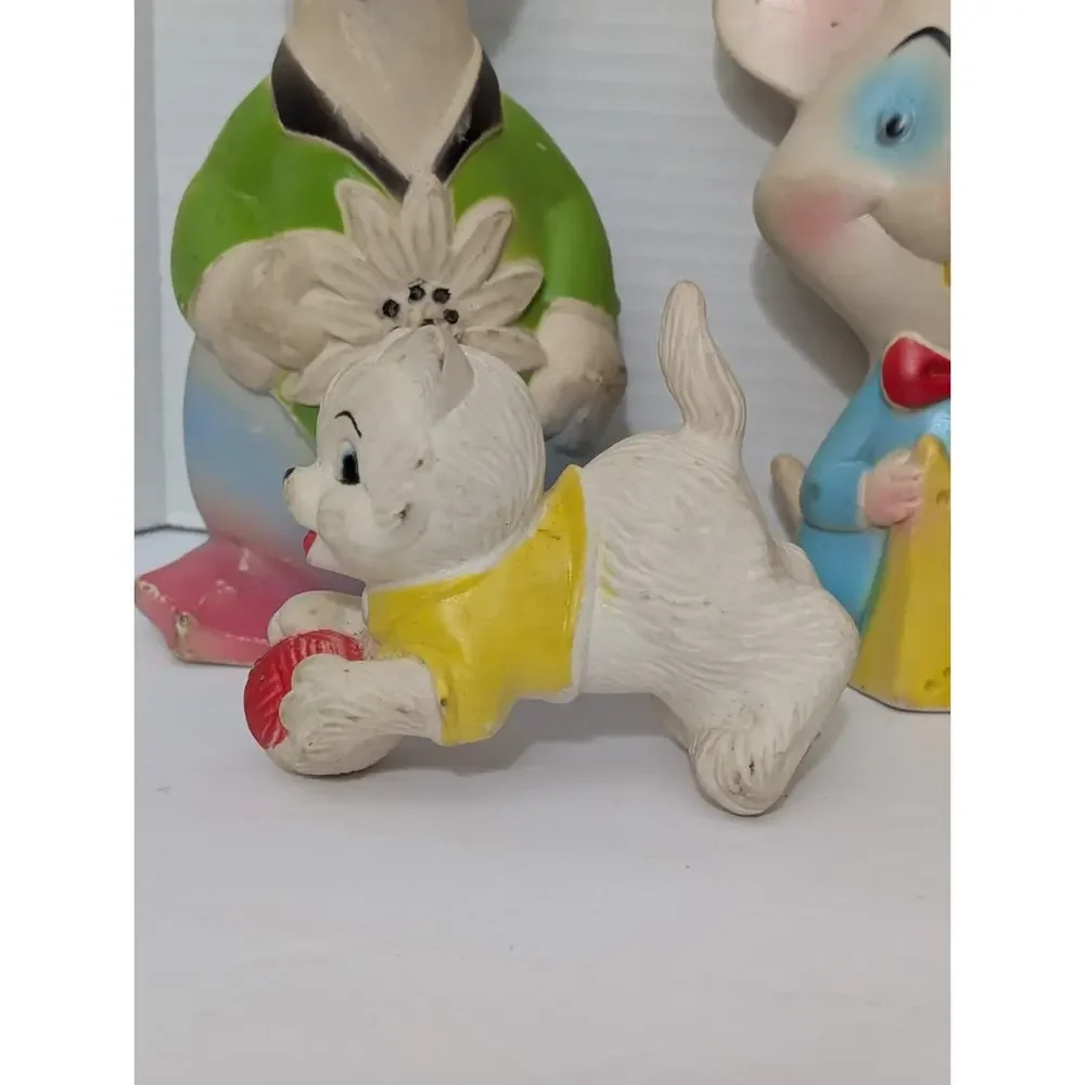 Vintage Squeaky Toy Lot Rubber Vinyl Mid Century Nursery Kitsch Mouse Cowboy...